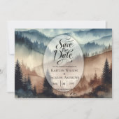 Dusty Blue und Mocha Brown Mountains Save The Date (Vorderseite)