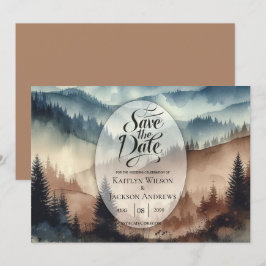 Dusty Blue und Mocha Brown Mountains Save The Date