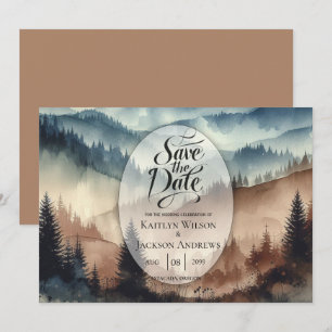 Dusty Blue und Mocha Brown Mountains Save The Date
