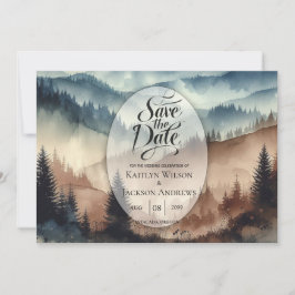 Dusty Blue und Mocha Brown Mountains Save The Date