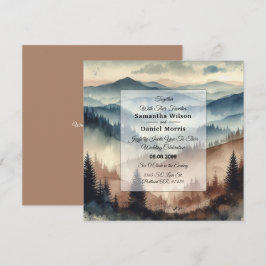 Dusty Blue und Mocha Brown Mountains Wedding Einladung