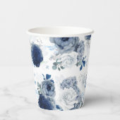 Dusty Blue und Navy Blue Floral Botanical Pappbecher (Rückseite)