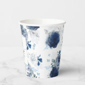 Dusty Blue und Navy Blue Floral Botanical Pappbecher (Links)