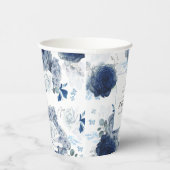 Dusty Blue und Navy Blue Floral Botanical Pappbecher (Rechts)