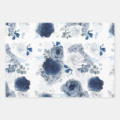 Dusty Blue und Navy Blue Flowers Elegant Botanical Geschenkpapier Set (Vorderseite 3)