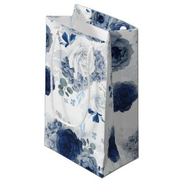 Dusty Blue und Navy Blue Flowers Elegant Botanical Kleine Geschenktüte