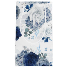 Dusty Blue und Navy Blue Flowers Elegant Botanical Kleine Geschenktüte