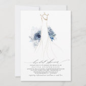Dusty Blue und Navy Blume Dress Brautparty Einladung (Vorderseite)