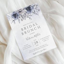 Dusty Blue und Navy Floral Elegant Bridal Brunch Einladung