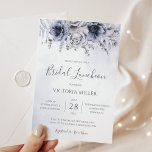 Dusty Blue und Navy Floral Elegant Bridal Luncheon Einladung<br><div class="desc">Elegante,  moderne,  florale Brigitosen-Einladungen mit staubblauen Aquarellfarben-Blume mit handgeschriebener Kalligrafie.</div>