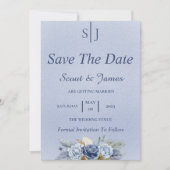 Dusty Blue und Navy Save The Date (Vorderseite)