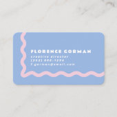 Dusty Blue und Pale Pink Wavy Frame Visitenkarte (Vorderseite)