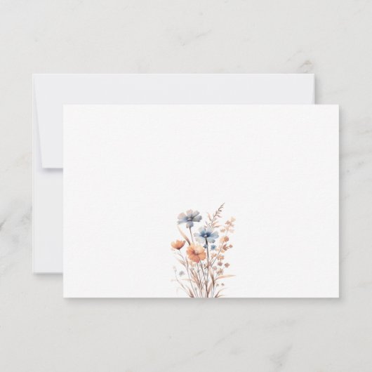 Dusty Blue und Peach Boho Wildblume RSVP Card Einladung (Rückseite)