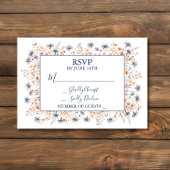 Dusty Blue und Peach Boho Wildblume RSVP Card Einladung
