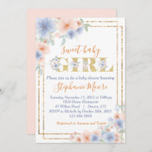 Dusty Blue und Peach Floral Baby Dusche