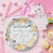 Dusty Blue und Peach Floral Brautparty Pappteller (Party)