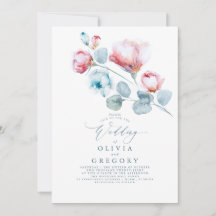 Dusty Blue und Pink Blume Elegante Hochzeit
