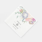 Dusty Blue und Pink Blume Hochzeit Serviette (Ecke)