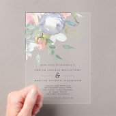 Dusty Blue und Pink Blume Pastel Spring Wedding Acryleinladungen (Insitu (Handheld))