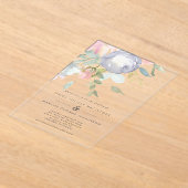 Dusty Blue und Pink Blume Pastel Spring Wedding Acryleinladungen (Ablage )