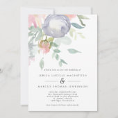 Dusty Blue und Pink Blume Pastel Spring Wedding Einladung (Vorderseite)