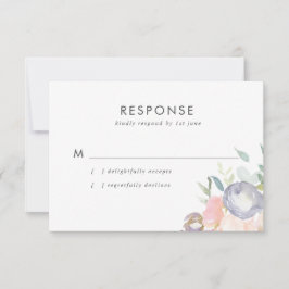 Dusty Blue und Pink Blume Pastel Spring Wedding RSVP Karte