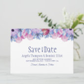 Dusty Blue und Pink Floral Wedding Save the Date (Stehend Vorderseite)