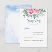 Dusty Blue und Pink Rose Quartz Wedding RSVP Karte (Vorne/Hinten)