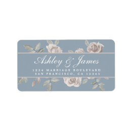 Dusty Blue und Rose Floral Wedding Rücksendeadress Adressaufkleber