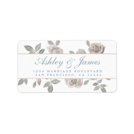 Dusty Blue und Rose Floral Wedding Rücksendeadress Adressaufkleber