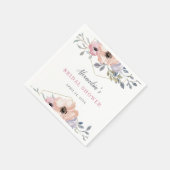 Dusty Blue und Rose Geometric Floral Brautparty Serviette (Ecke)