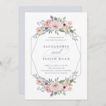 Dusty Blue und Rose Geometric Floral | Hochzeit