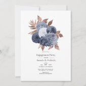 Dusty Blue und Rose Gold Floral Engagement Party Einladung (Vorderseite)