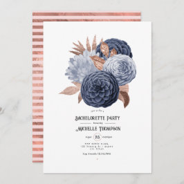 Dusty Blue und Rose Gold Floral Junggeselinnen-Abs Einladung