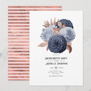 Dusty Blue und Rose Gold Floral Junggeselinnen-Abs Einladung