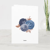 Dusty Blue und Rose Gold Floral Wedding Foto Dankeskarte (Rückseite)