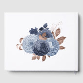 Dusty Blue und Rose Gold Floral Wedding Gästebuch (Rückseite)