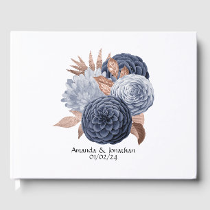Dusty Blue und Rose Gold Floral Wedding Gästebuch