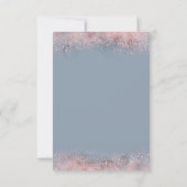 Dusty Blue und Rose Gold Glitzer Boho Wedding RSVP (Rückseite)