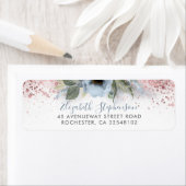 Dusty Blue und Rose Gold Glitzer Floral Trendy (Insitu)