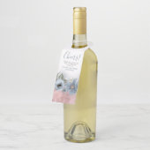 Dusty Blue und Rose Gold Glitzer Moderne Hochzeit Flaschenanhänger (Angewinkelt)