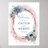 Dusty Blue und Rose Gold Glitzer Sign Poster (Vorne)