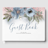 Dusty Blue und Rose Gold Glitzer Wedding Gästebuch (Vorderseite)
