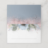 Dusty Blue und Rose Gold Glitzer Wedding Platzkarte (Außenseite Aufgefaltet)