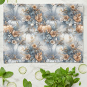 Dusty Blue und Rustic Orange Autumn Pumpkin Design Geschirrtuch (Gefaltet)