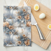 Dusty Blue und Rustic Orange Autumn Pumpkin Design Geschirrtuch (Viertel Falte)
