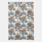 Dusty Blue und Rustic Orange Autumn Pumpkin Design Geschirrtuch (Vertikal)