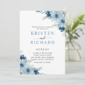 Dusty Blue und Sage Green Wedding Einladung (Stehend Vorderseite)