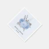 Dusty Blue und Silver Floral Wedding Serviette (Ecke)