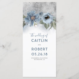 Dusty Blue und Silver Floral Weddings Programme